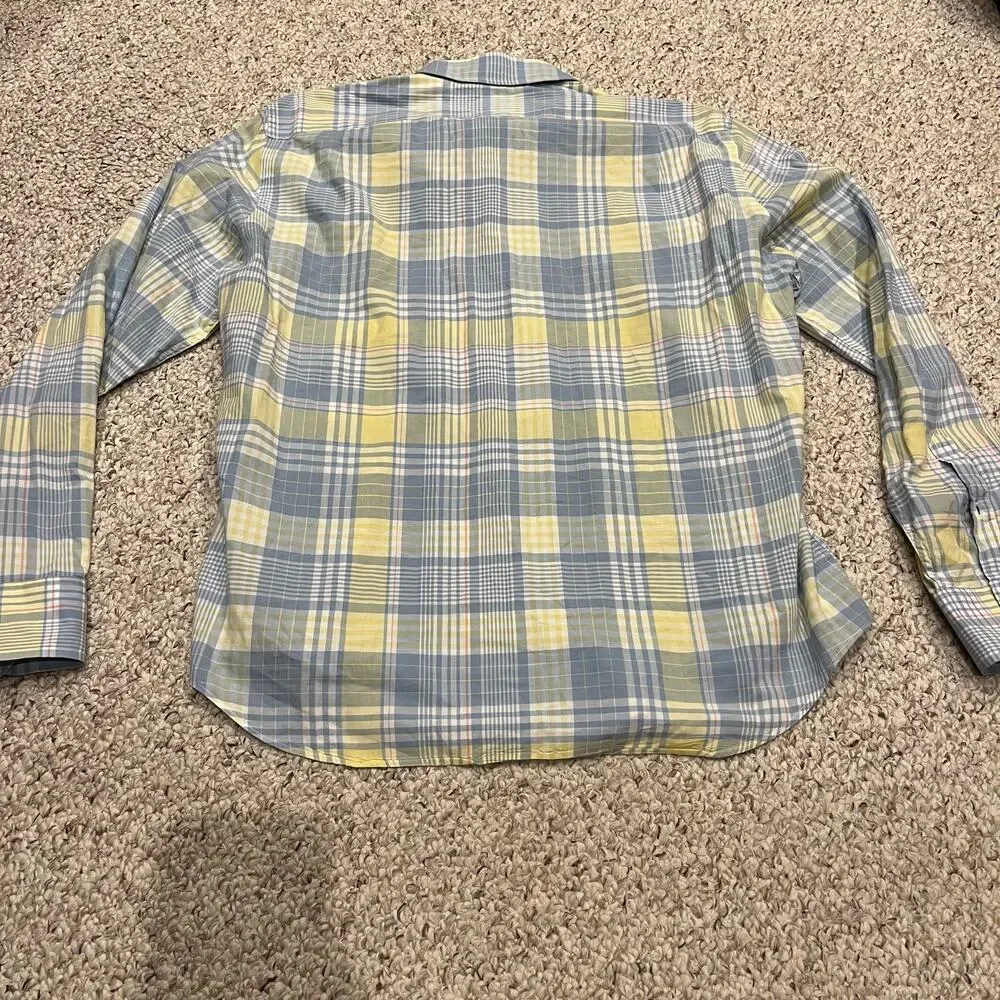 J Crew Madras Long Sleeve Button Down Shirt L Cotton Plaid Preppy Casual Summer